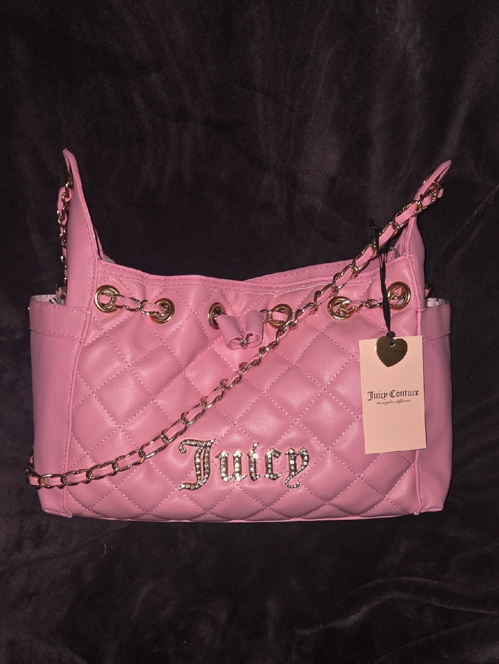 Juicy Couture Pink Quilted Shoulder Bag with Chain Strap